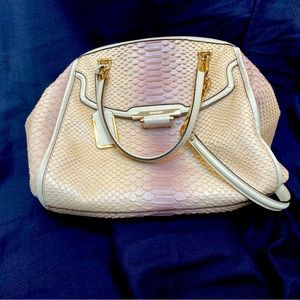 Coach leather Cooper carryall in pink hand painted snake skin.
